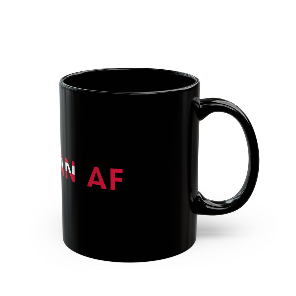 American AF flag text Mug | Black ceramic coffee mug, patriotic design
