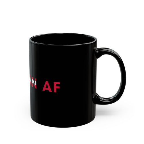 American AF flag text Mug | Black ceramic coffee mug, patriotic design