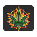 Flaming Cannabis Leaf Mouse Pad | Marijuana Leaf Desk Mat